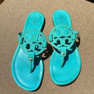 Tory Burch Miller Blue Green Teal Turquoise Sandals size 9
